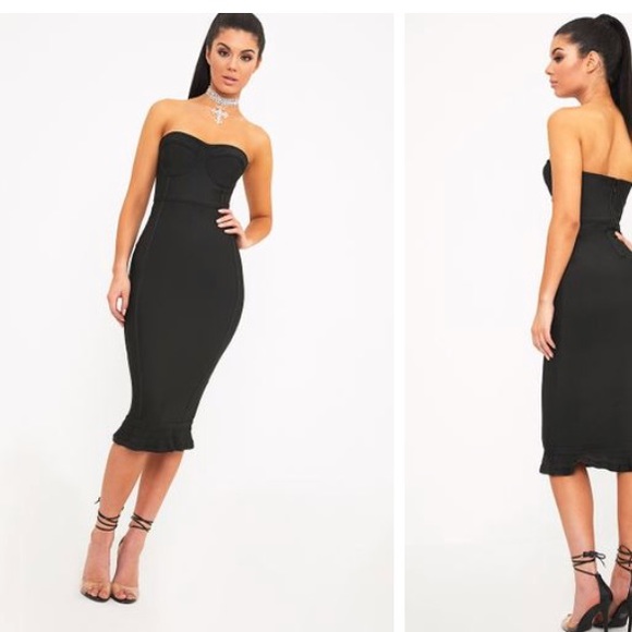 pretty little thing black bandeau dress